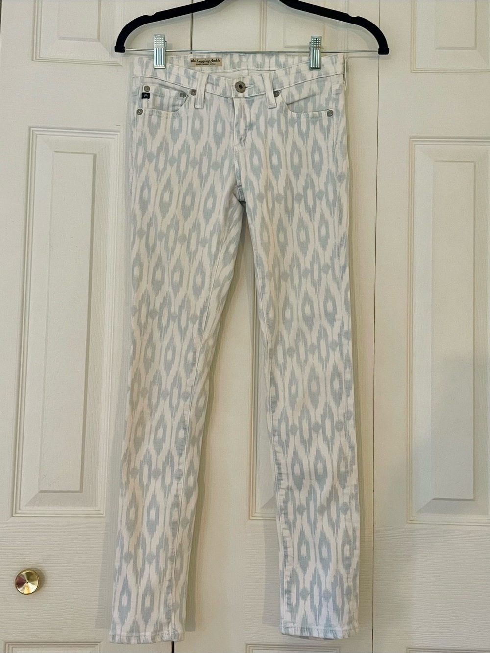 Ag White and Light Gray Print Skinny Jeans